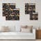 Designart - Orange and Yellow Wild Flowers On Dark Blue - Traditional Print on Natural Pine Wood